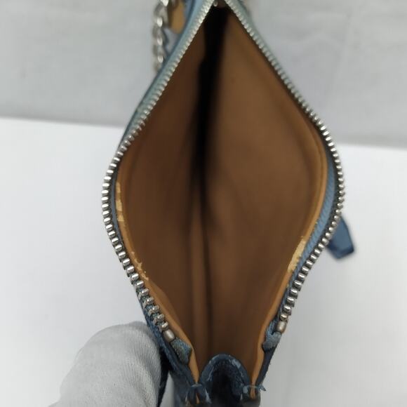 Michael Kors Blue Denim MK Logo Silver Chain Pull Women's Waist Pack Bell Bag - Picture 12 of 16